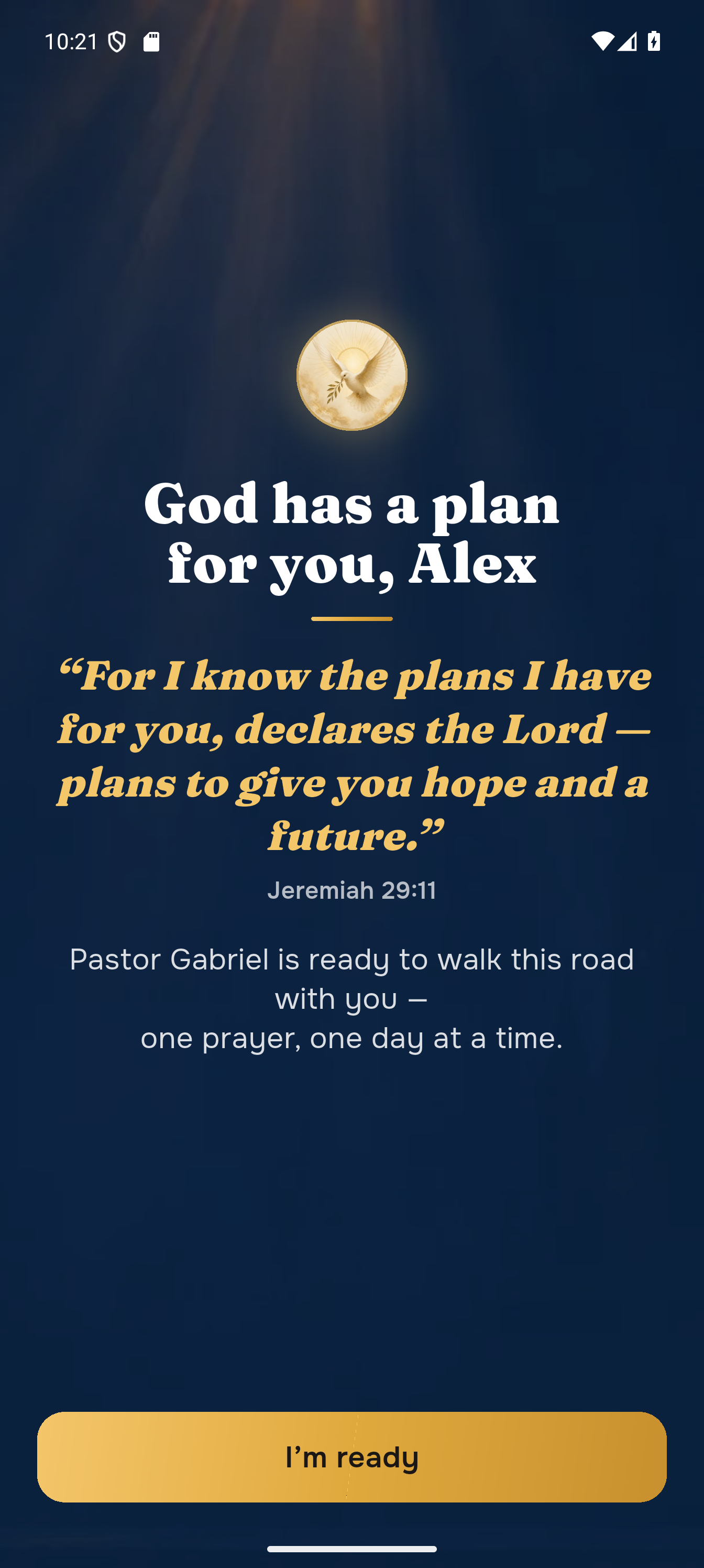 Pray Bible app: Begin your daily walk. A moment of blessing at the start of your journey.