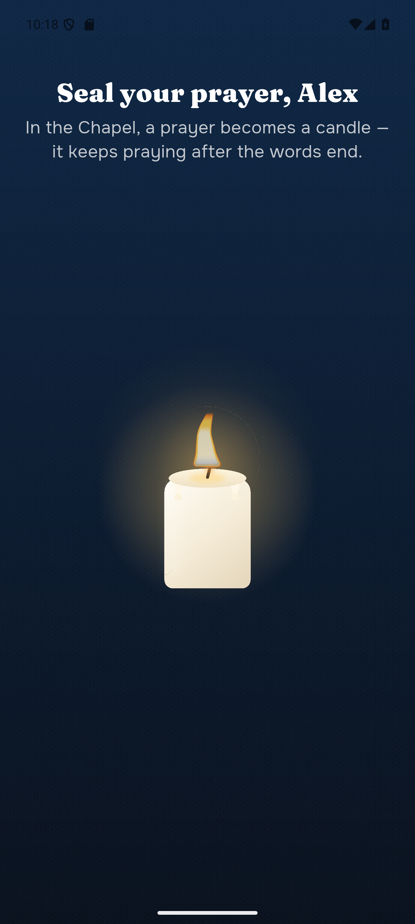 Pray Bible app: Light a prayer candle. A personal prayer and a candle for your intention.