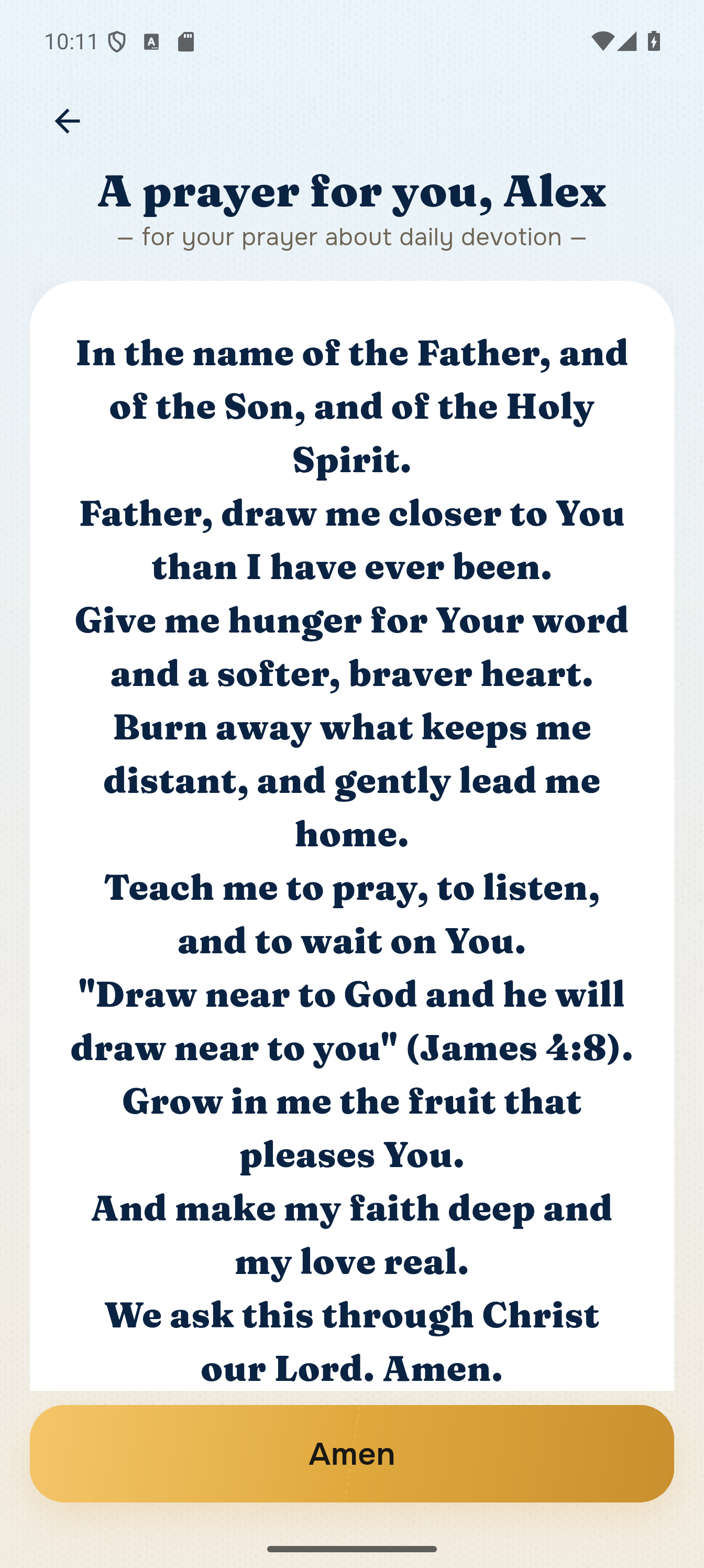 Pray Bible app: A prayer that speaks to you. A personal prayer shaped around your needs and tradition.